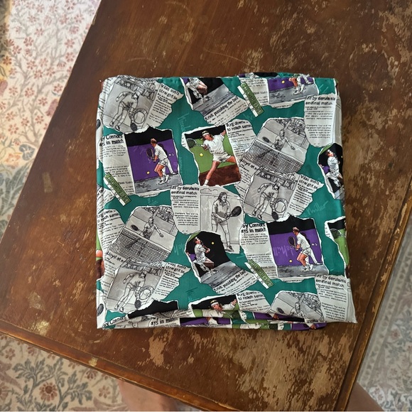 Vintage 1994 Nicole Miller 100% Silk Scarf - Tennis - Picture 5 of 7